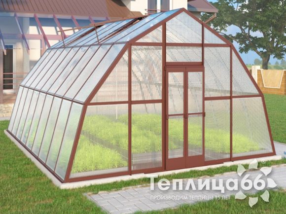 Теплица Рада Иткуль из поликарбоната, 4,5х6 метров, коричневая